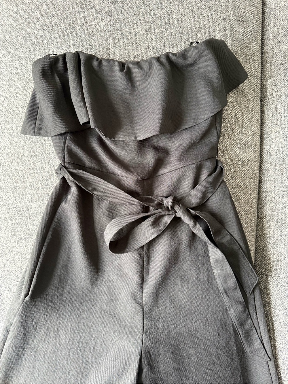 Aritzia Babaton Strapless Black Wide Leg Jumpsuit with Waist Tie - Picture 3 of 4